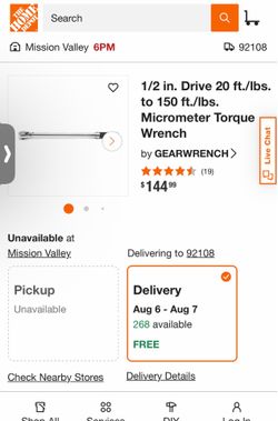 CRAFTSMAN 1/2" Drive Torque Wrench 20–250 ft-lb with Case