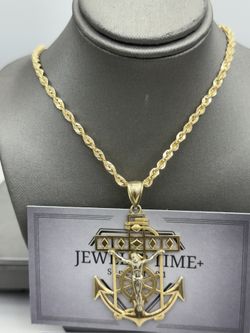 10k Gold Anchor Pendant With Rope Chain. Package Deal!! 