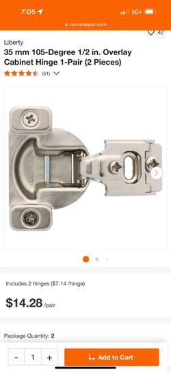 1/2 In Over Lay Cabinet Hinges