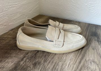 Zara women’s suede off-white leather loafers shoes size 37