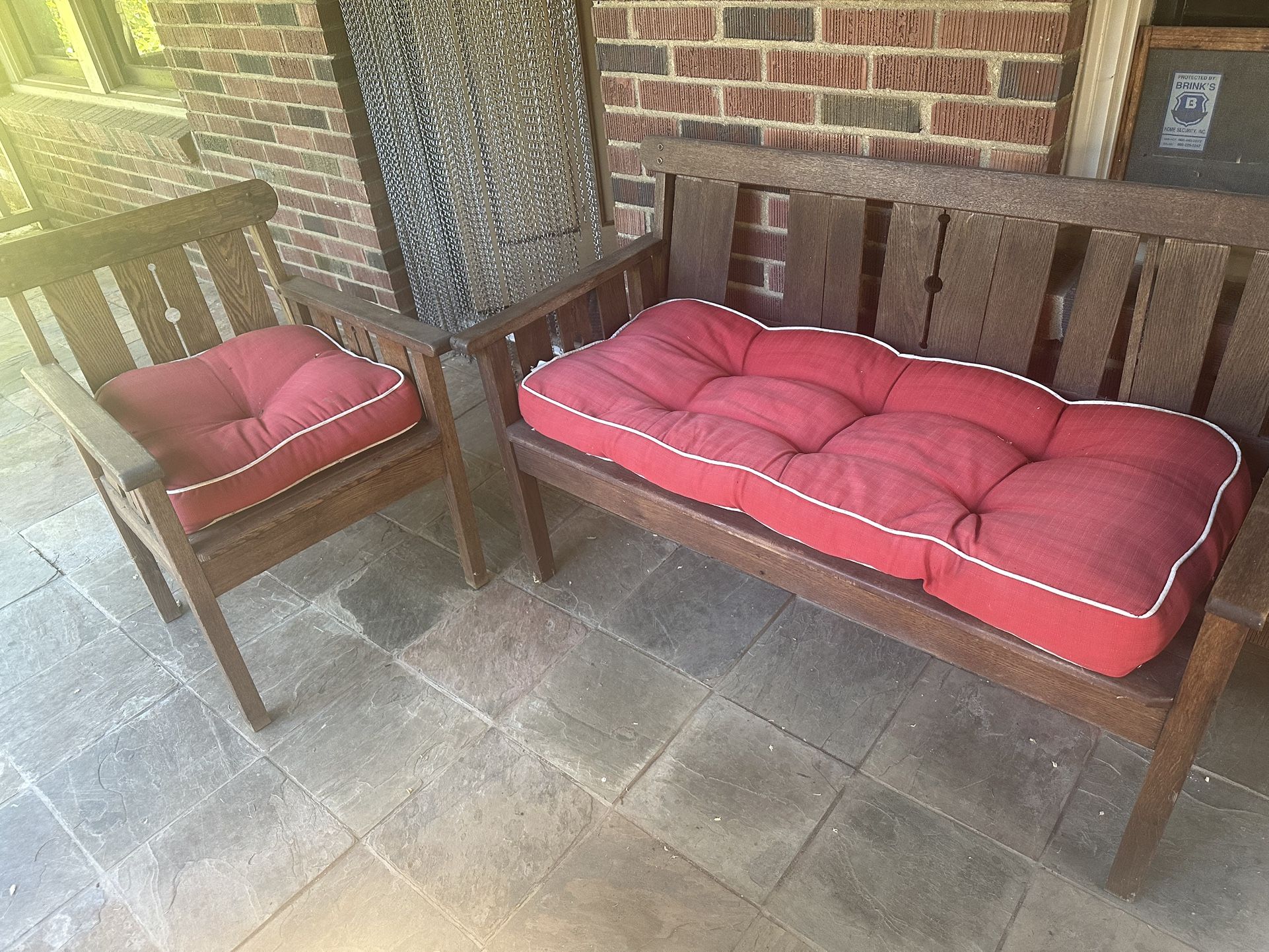 Vintage Mission/Craftsman Chair and Loveseat