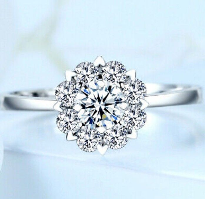 EFFECT 3Ct 100% Natural Diamond 14K White Gold Engagement Wedding Ring R38