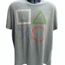 PlayStation Controller Button Symbols Gray T-Shirt Size 2XL