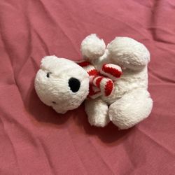 Polar Bear plush Jellycat London Red/white Stripe Scarf Well Loved