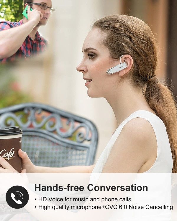 New bee Bluetooth Earpiece V5.0 Wireless Handsfree Headset 24 Hrs Driving Headset 60 Days Standby Time with Noise Canceling Mic Headsetcase for 