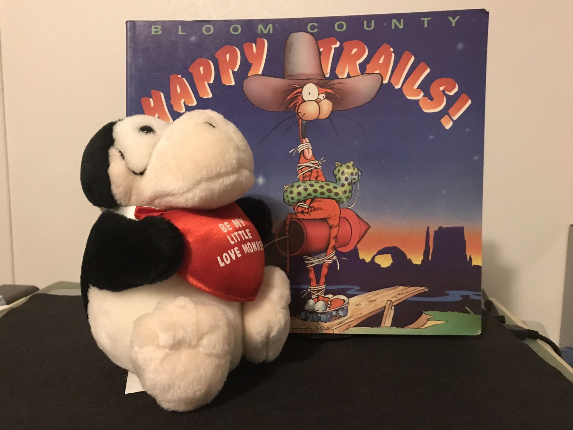 Opus ‘n Bill 6” Plush Stuffed Penguin + “Happy Trails” Book Published in 1990