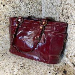 Coach  Gallery East West Patent Tote /Bag /Purse/ Handbag- Crimson Red