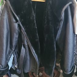 Wilson Faux Fur And Black Leather Coat 50.00 