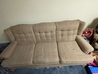 3-Seat Tufted Fabric Sofa