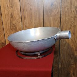 Vintage 14" Aluminum Wok/ Filipino Kawali With Cylindrical Handle And Base