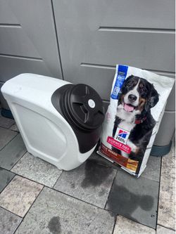 Dog pet food storage container and toys