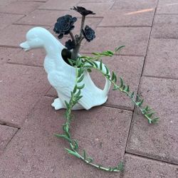 Beautiful Black Rose Succulents Plants Flowers Ceramic Duck Pot Ornament Decoration 