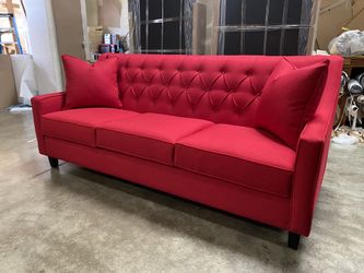 Classic LA style Red Tufted Sofa 3 Seats