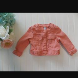 Baby Gap Girls 12-18 Months Peach/Coral Stretch Denim Jacket Boho -

