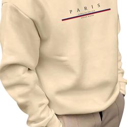 Manfinity Homme Men's Loose Fit Drop-Shoulder Sweatshirt Paris Letter Print
