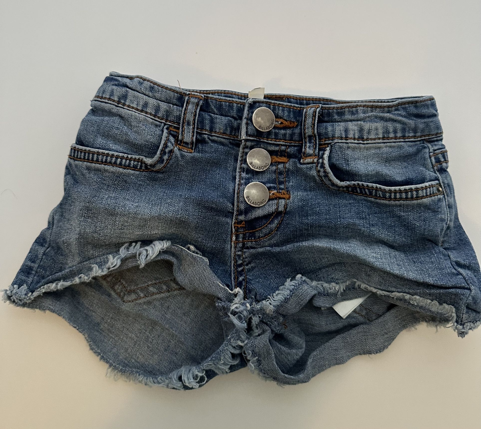 Billabong Girl’s Cut-Off Denim Shorts Blue Size 4 Button Fly