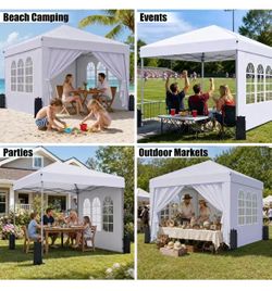 10x10 Pop Up Canopy with Sidewalls, Easy Setup Instant Canopy Tent, Portable with Carry Bag