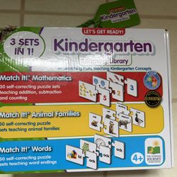 Kindergarten Learning Library, 3-in-1 set of self-correcting puzzles