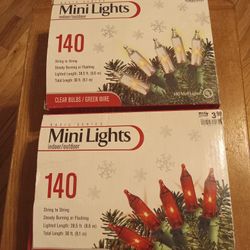 Basic Series Mini Lights indoor/outdoor 140 String to String Steady Burning or Flashing (Lot of 2)