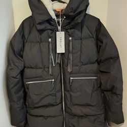 Orolay Womens Size XL Black Polyester Thickened Duck Down Jacket Parka Zippers