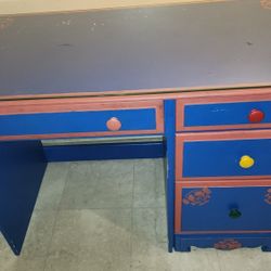 Student Desk - Blue w/glass top