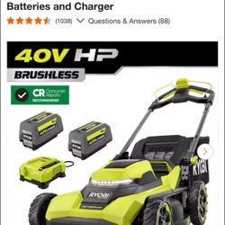 Ryobi 40V HP Brushless 21 in. Cordless Battery Walk Behind Self-Propelled Lawn Mower with (2) 6.0 Ah Batteries and Charger new $270 firm