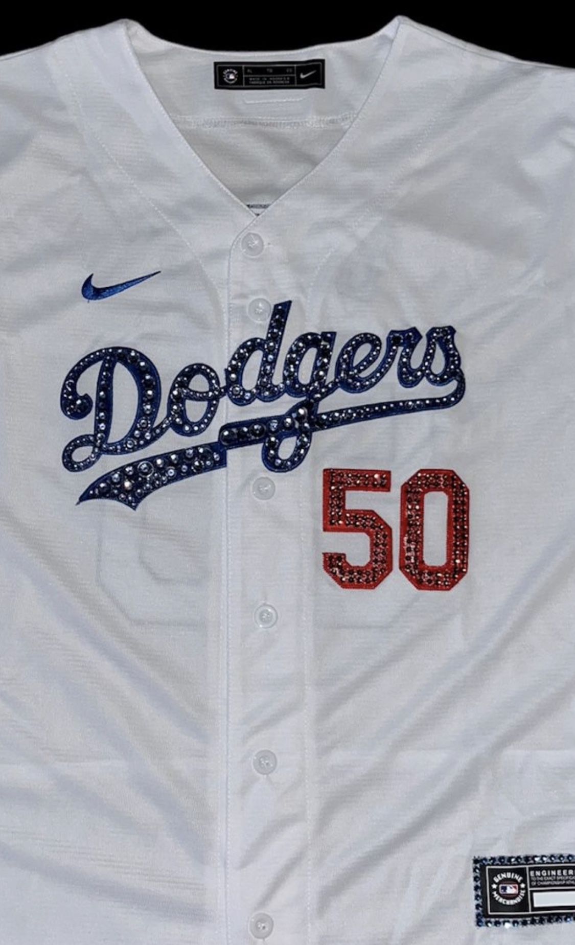 Dodgers Baseball Jersey With BLING size L