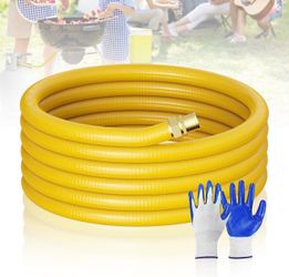 Gas Line 70Ft 1/2", Professional Underground Flexible Stainless Steel Propane Hose, with 2 Brass NPT Fittings & Gloves, Contractor-Grated, For Grill, 