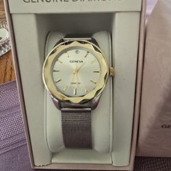 Geneva Ladies Genuine Diamond Dial Watch