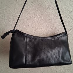 Two Lips Black Faux Leather Shoulder Bag