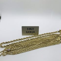 Newly Arrived 14K Gold Diamond Cut Rope Chains