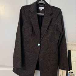 Calvin Klein Women’s Leopard Blazer 
