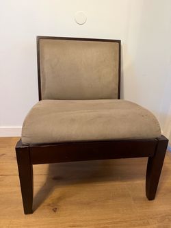 Wood and suede lounge chair