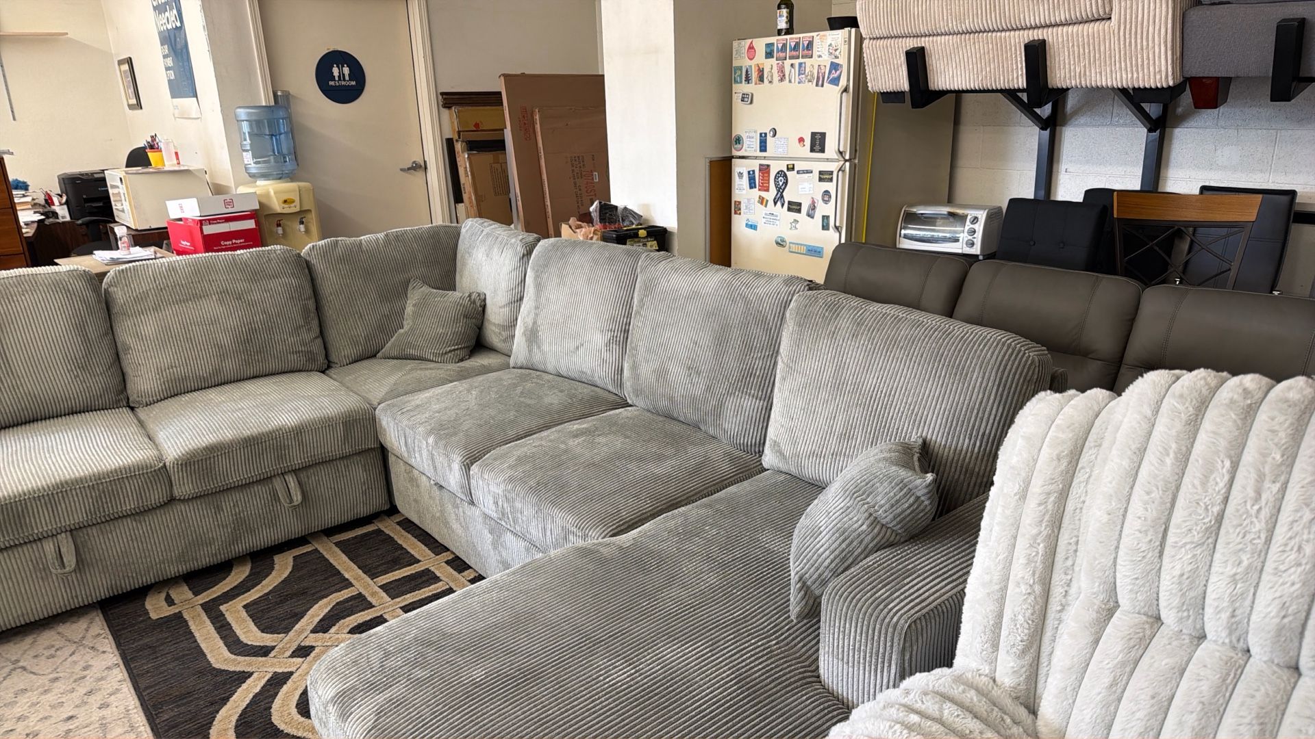 New X-Large Sleeper Sectional Couch With Storage And USB : Free Delivery