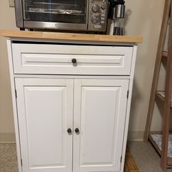 Moving White Kitchen Cabinet With Butcher Block Top $15