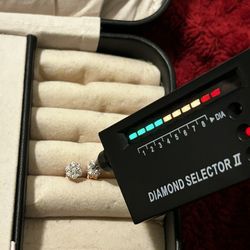 Lab Diamond Yellow  Gold Cluster Earrings Size: 6 mm 