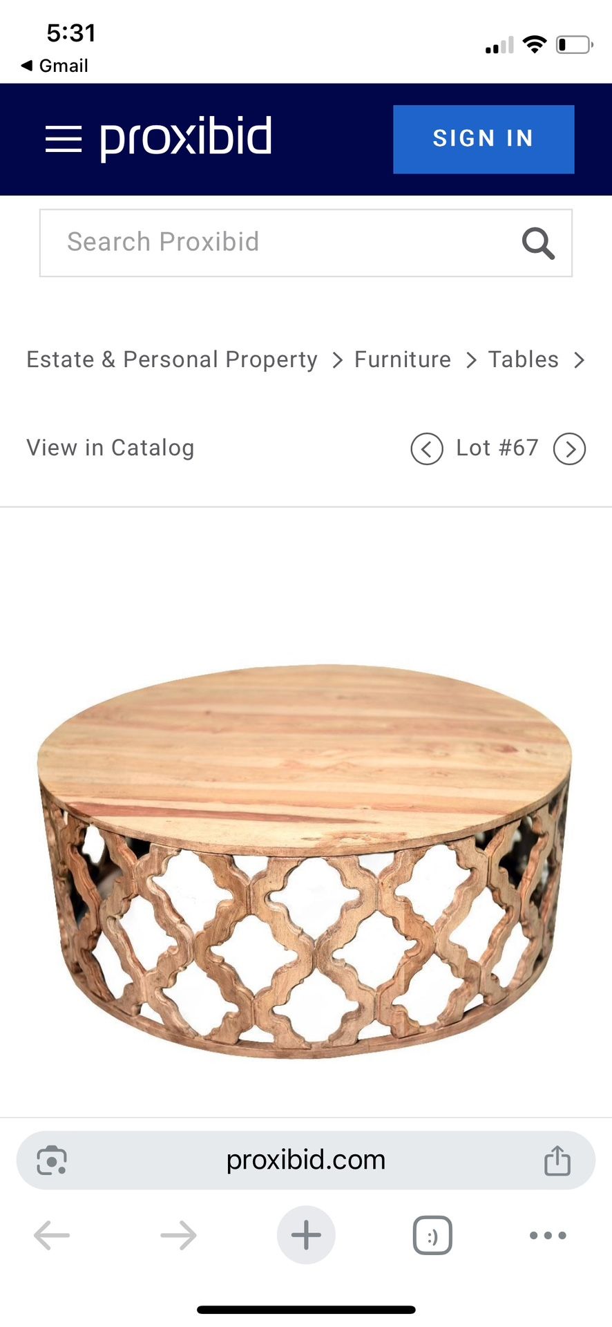 New in Box Sari Natural Mid-Century Modern Solid Sheesham Wood, Round Coffee Table