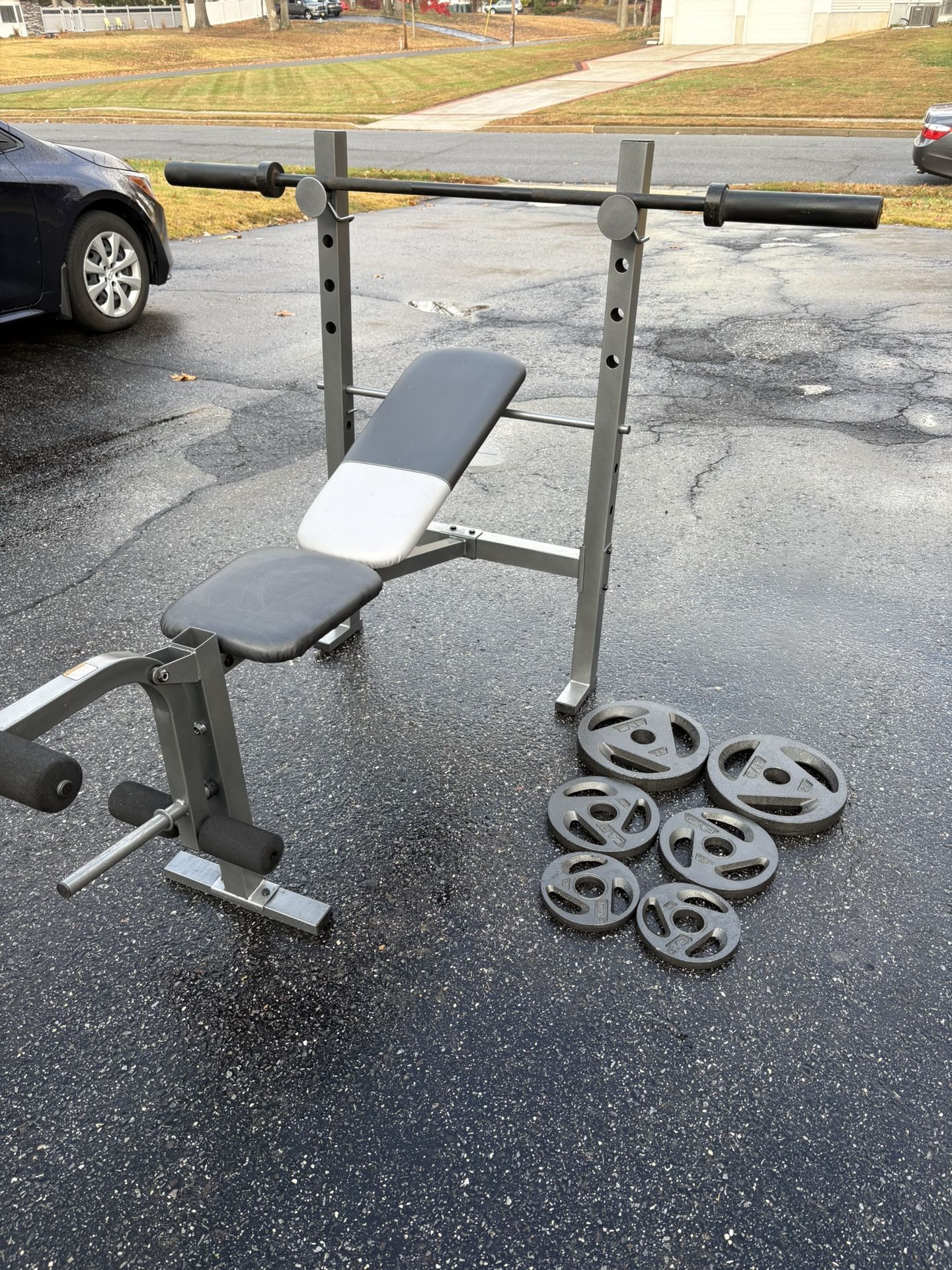 Bench Press With Olympic Bar And Weights