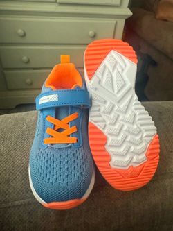 Blue and orange sneakers