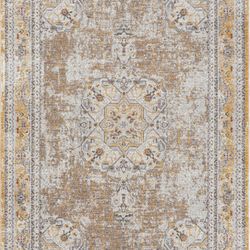 8/10 High Quality Persian Design Gold & Cream Rug 