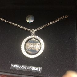 Sports Crystal Dangler Pendan Necklace In Black Jewelry Box Lakers , NY Yankees, Raiders, LA Dodgers,and UCLA