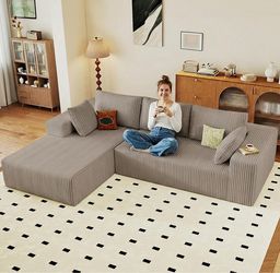 Cloud Sectional Couch with L-Shape Chaise, Modular Comfy Sofa Chaise Longue Color Camel