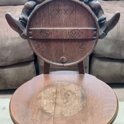 Antique Carved Leprechaun Oak Chair Circa 1900