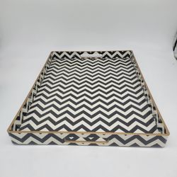 Handled Tray Gorgeous Black, White & Gold
