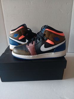 Nike Air Jordan 1 Mid Gs Mmd Multicolor Grid Black Size 7Y (DC4092-001)