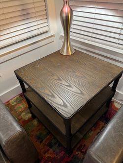 Wood and metal end table