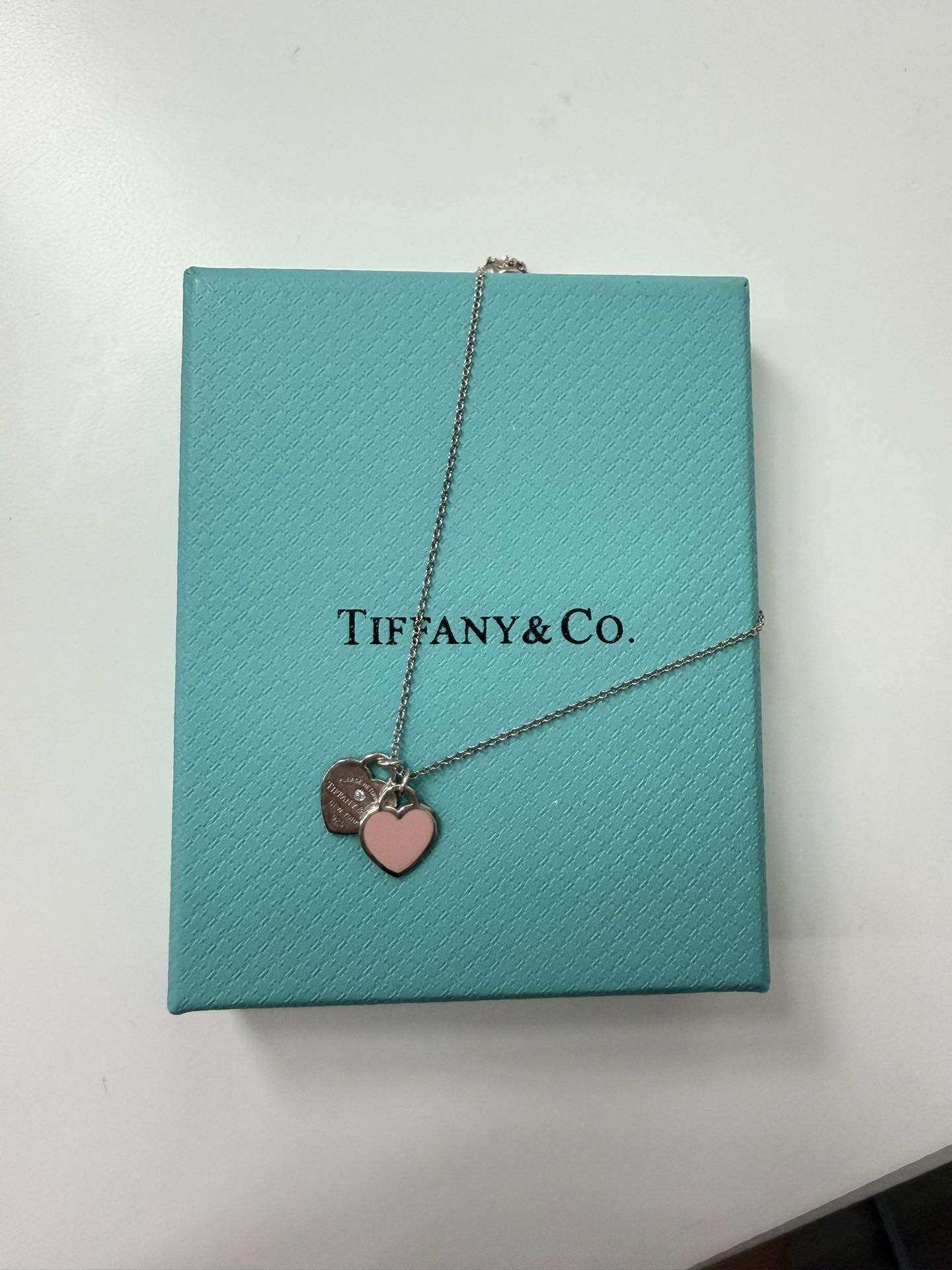 Return to Tiffany Pink Double Heart Tag with a Diamond, Mini