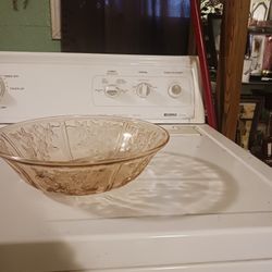 Vintage  Rare Federal Glass Sharon Cabbage Rose Pink Depression Glass Serving Bowl 