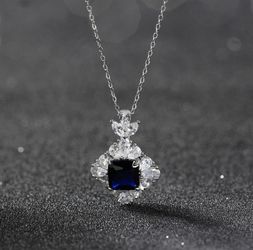 925 Sterling Silver Necklace Gift Idea 8+AAAA Cubic Zirconia  