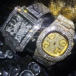 Executive Watch Set Rare imported Australian Ice💎Lab Diamond Simulated💎Heavyweight New  2 for 100 or 60 each💎 like pieces in a jewelry store that..